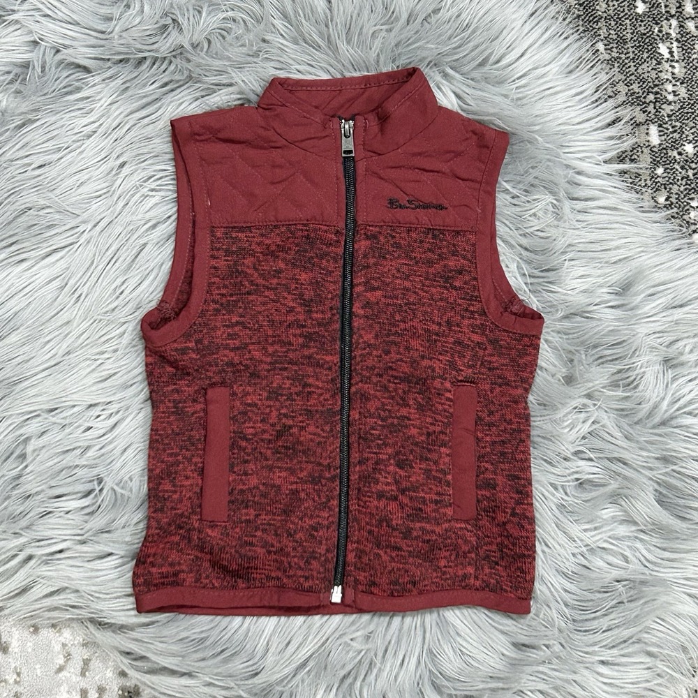 Ben Sherman Designer Boys Toddler Maroon Red Full-Zip Quilted Vest Size 2T